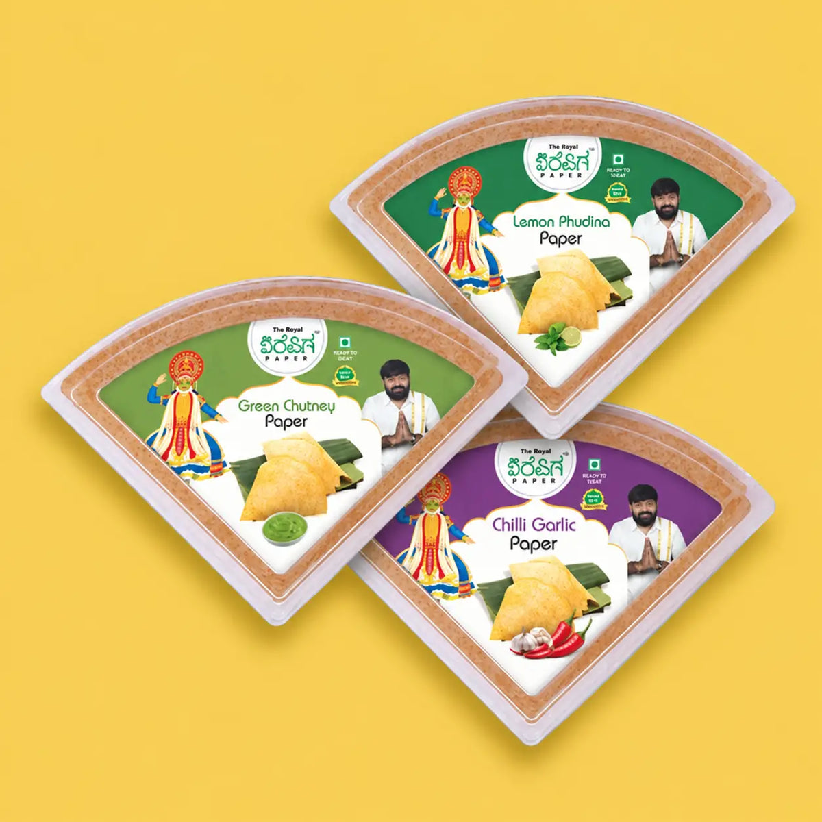 Green Fresh Pack 3 Flavours Ready to Eat Paper Dosa