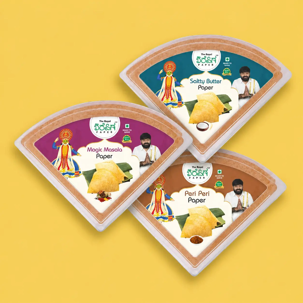 Royal Starter Pack 3 Flavours Ready to Eat Paper Dosa