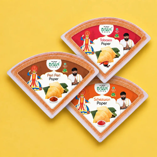 Spicy Addict Pack – 3 Flavours Ready-to-Eat Paper Dosa | Peri Peri, Tabasco & Schezwan