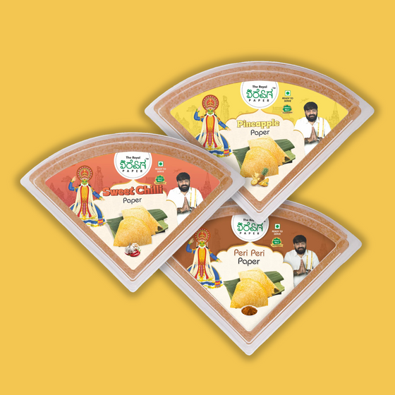 Sweet Heat Trio – 3 Flavours Ready-to-Eat Paper Dosa | Pineapple, Sweet Chilli & Peri Peri