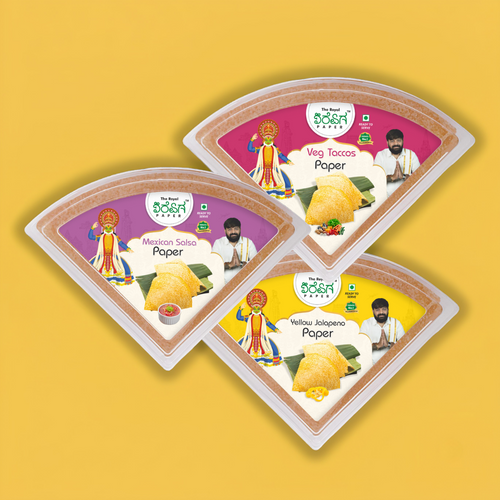 Mexican Fiesta Trio – 3 Flavours Ready-to-Eat Paper Dosa | Veg Tacos, Mexican Salsa & Yellow Jalapeno