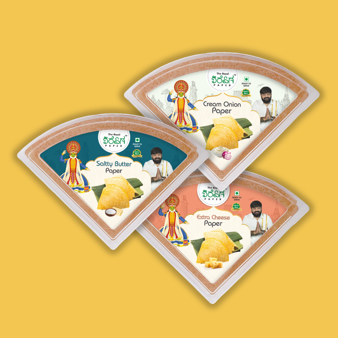 Cheesy Comfort Trio – 3 Flavours Ready-to-Eat Paper Dosa | Cream Onion, Salty Butter & Extra Cheese