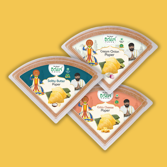Cheesy Comfort Trio – 3 Flavours Ready-to-Eat Paper Dosa | Cream Onion, Salty Butter & Extra Cheese