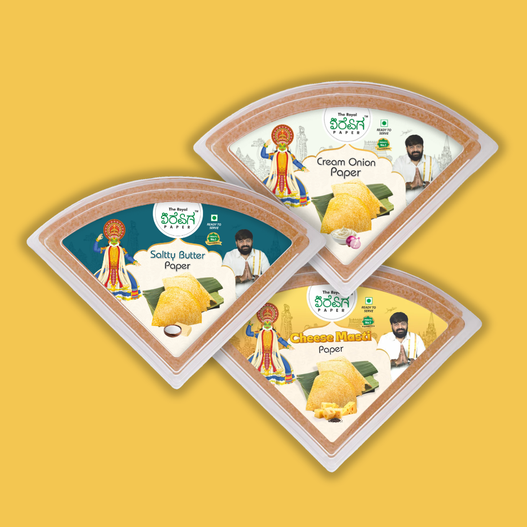 Cheese Masti Trio – 3 Flavours Ready-to-Eat Paper Dosa | Cream Onion, Salty Butter & Cheese Masti