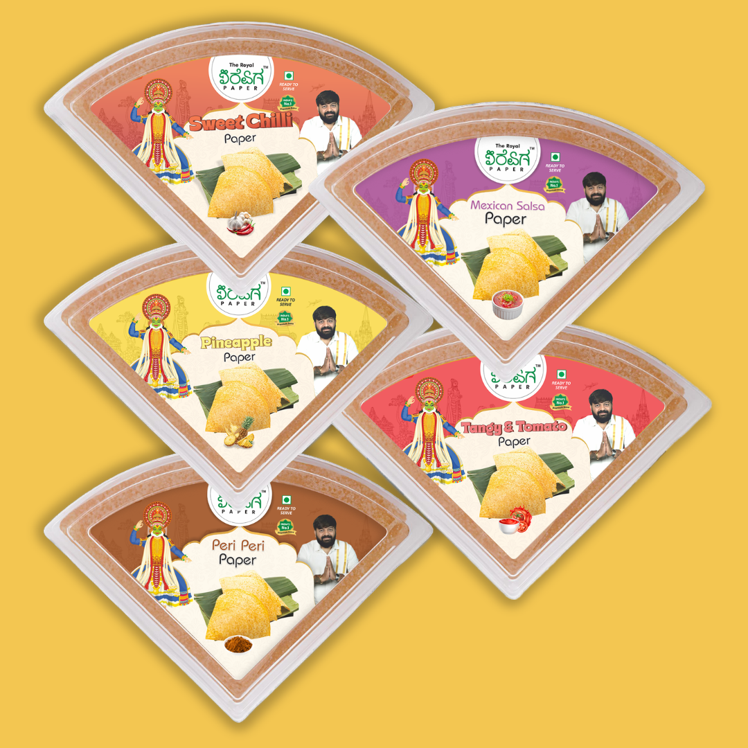 Sweet Heat Fiesta – 5 Flavours Ready-to-Eat Paper Dosa | Sweet Chilli, Mexican Salsa, Pineapple, Peri Peri & Tangy Tomato