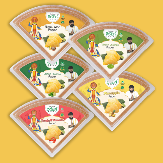 Citrus & Chutney Mix – 5 Flavours Ready-to-Eat Paper Dosa | Nimbu Mari, Green Chutney, Lemon Pudina, Pineapple & Tangy Tomato
