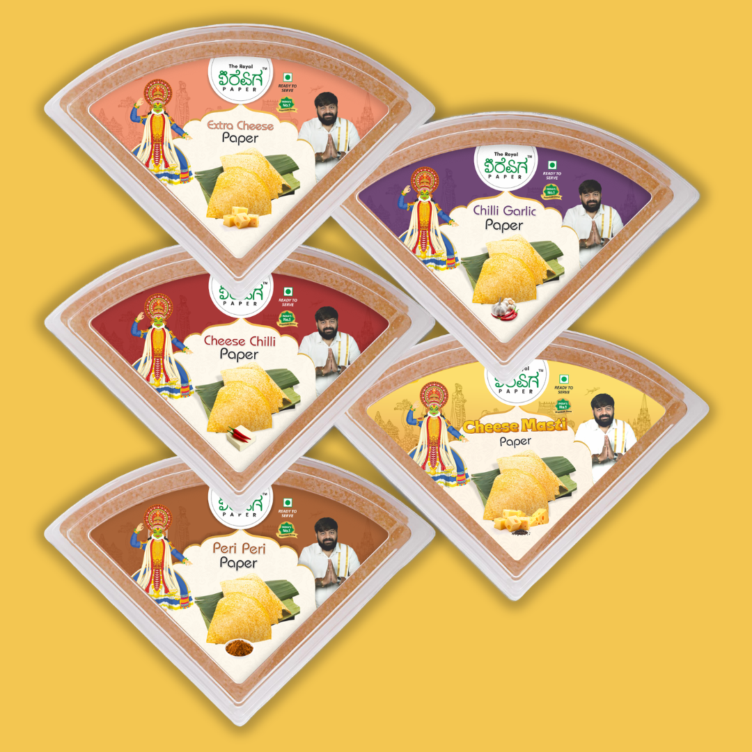 Cheese Lover's Mix – 5 Flavours Ready-to-Eat Paper Dosa | Extra Cheese, Chilli Garlic, Cheese Chilli, Cheese Masti & Peri Peri