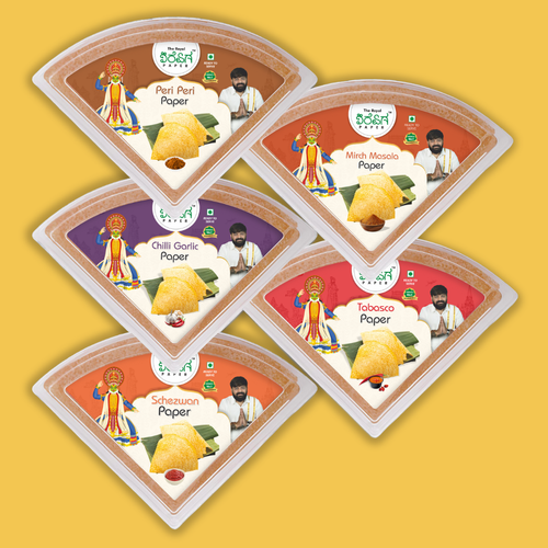 Spice Master Box – 5 Flavours Ready-to-Eat Paper Dosa | Peri Peri, Schezwan, Tabasco, Chilli Garlic & Mirch Masala