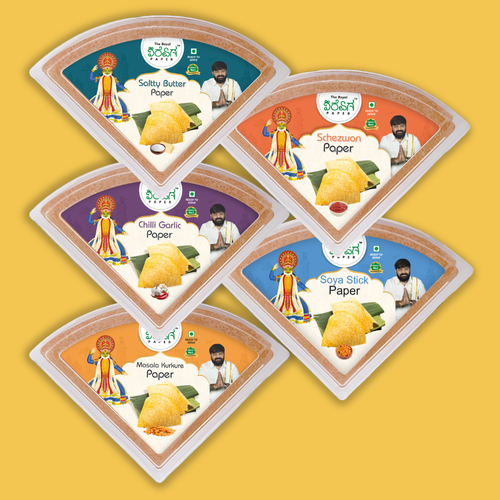Savoury Street Mix – 5 Flavours Ready-to-Eat Paper Dosa | Salty Butter, Schezwan, Chilli Garlic, Soya Stick & Masala Kurkure